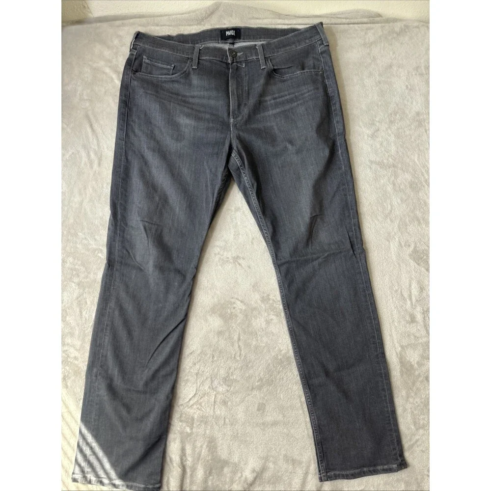 PAIGE Federal 32 Mens Gray Straight Leg Jeans 38x32 Stretch Designer Denim